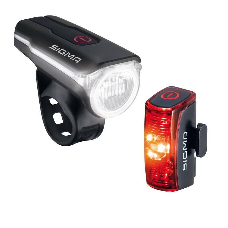 SIGMA Akku-Beleuchtung Set "Aura 60", LED, USB, mit "Infinity", schwarz/rot (1 Set)