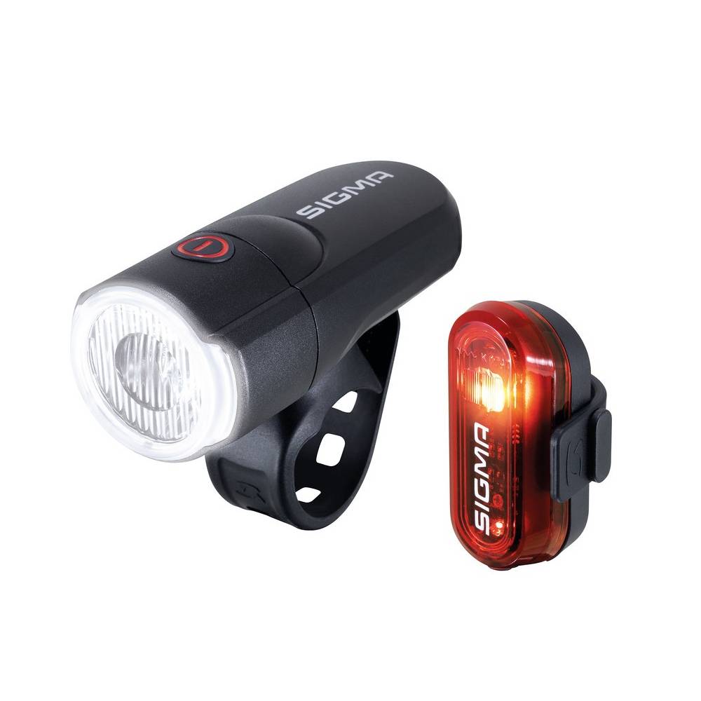 SIGMA Batterie-Beleuchtung Set "Aura 30/Curve", LED, schwarz/rot (1 Set)