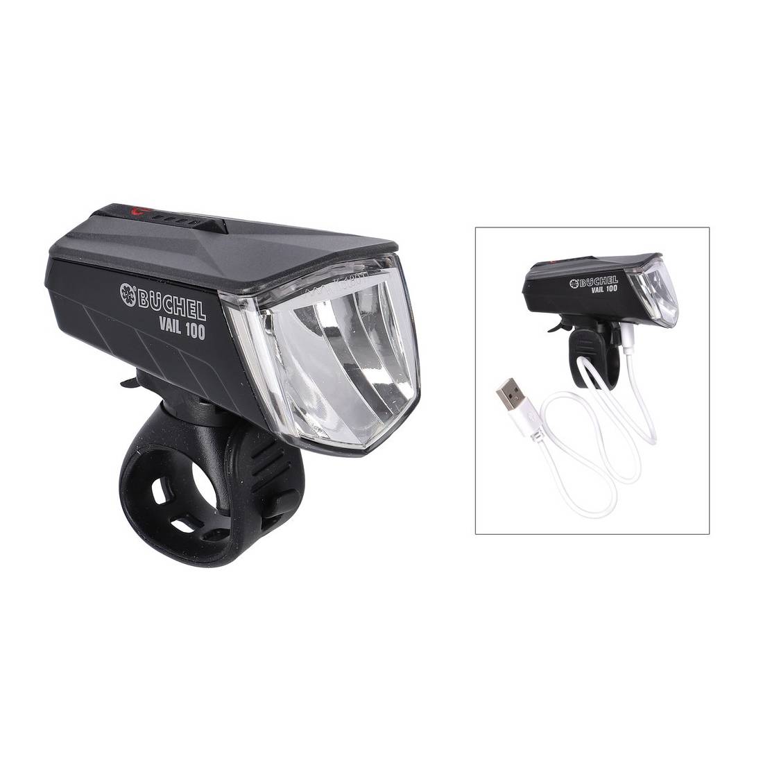 Büchel Batterie-LED-Scheinwerfer Vail 100 mit Halter ca.15/40/70/100, schwarz
