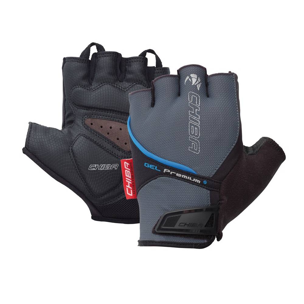CHIBA 30117 Gel Premium Handschuh kurz Gr. L, grau/blau (1 Paar)