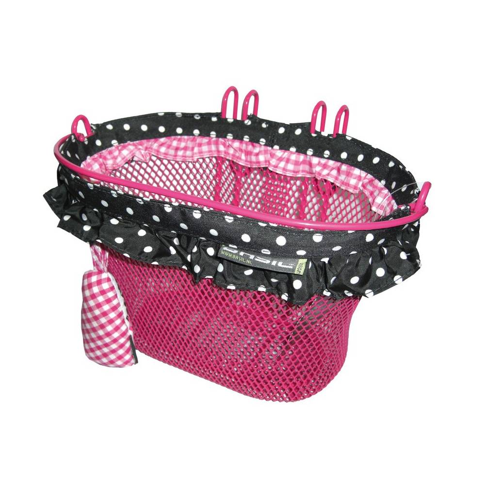 Basil 30124 Vorderrad-Kinderkorb Jasmin Baboushka,28X19X19cm, engmasch., grau/rosa