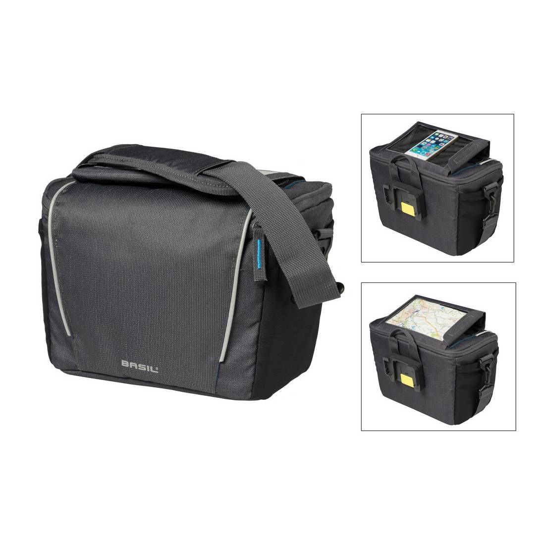 Basil 17745 Lenkertasche Sport Design, mit Adapterplatte, 7 Liter, graphit