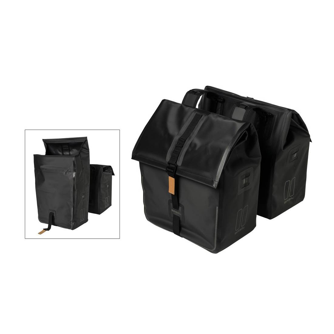 Basil 17659 Doppelpacktasche "Urban Dry", wasserdicht, 50 Liter, schwarz/matt