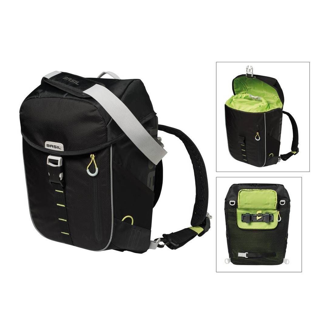 Basil 17750 Fahrradtasche Miles black lime,wasserdicht, 14 Ltr., schwarz/lime