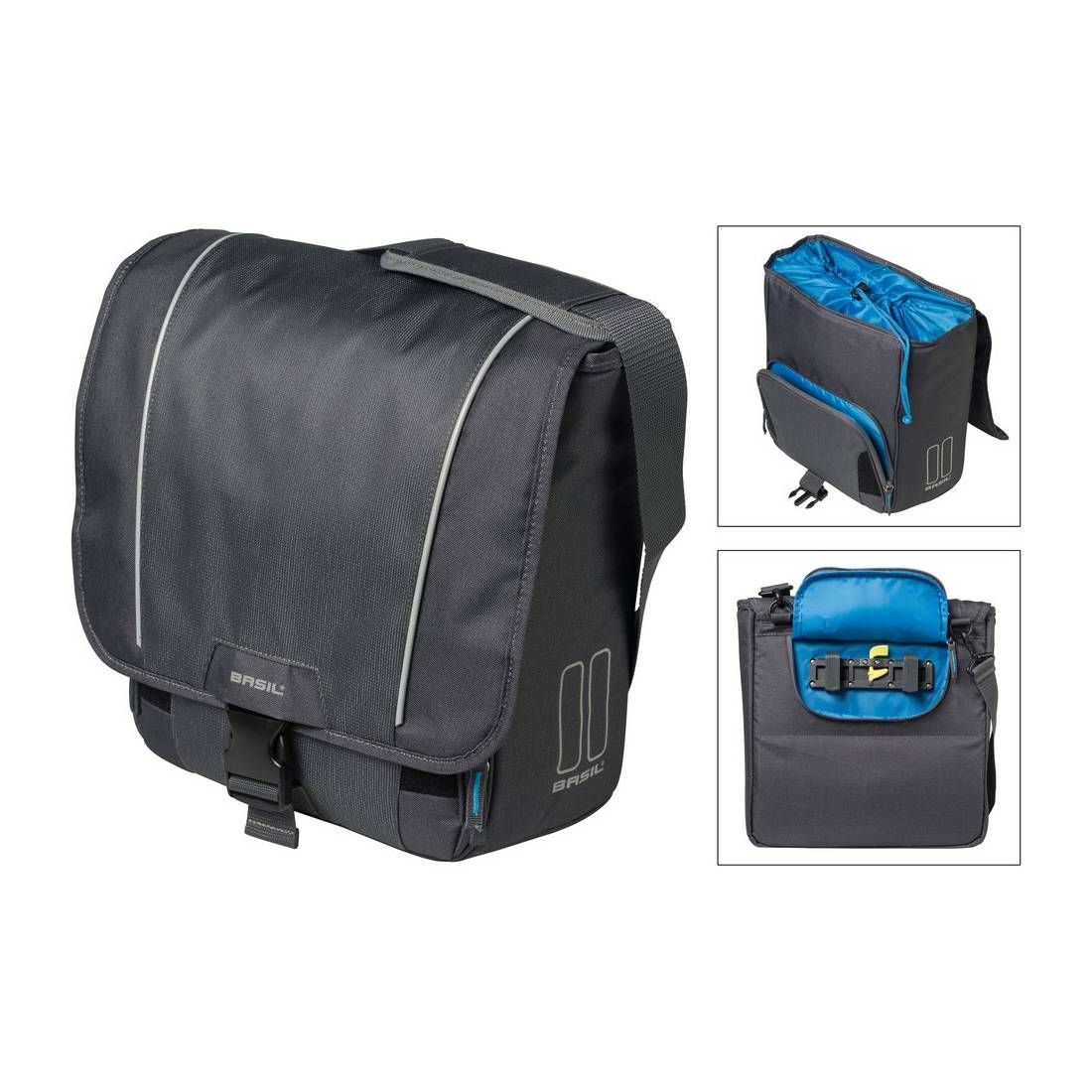 Basil 17742 Schultertasche "Sport Design Commuter", mit Kordelverschluss, 18 Liter, graphit