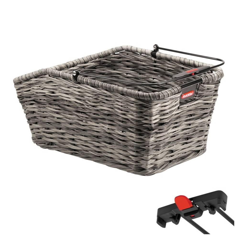 KLICKfix 0315RSGR Hinterradkorb Structura GT für Racktime 44x24x20cm,geflochten 18 ltr, grau