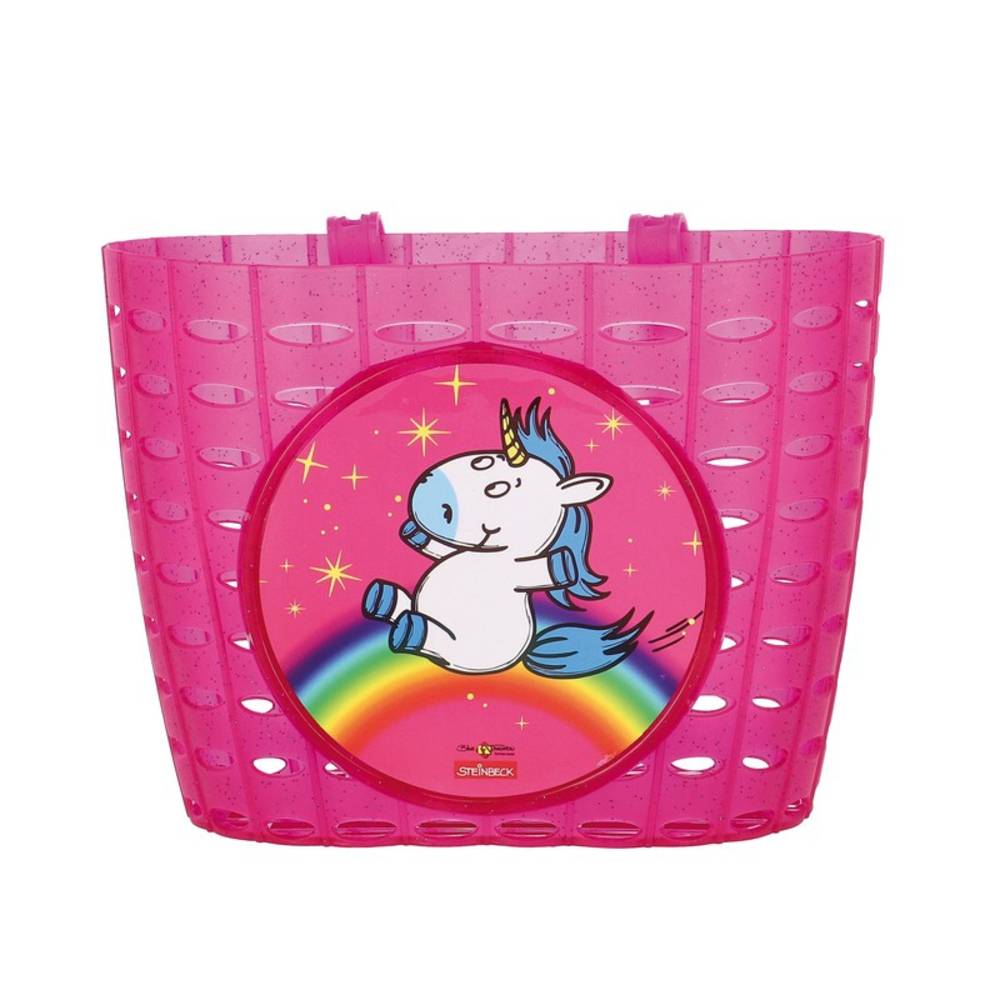 Lenkerkorb Einhorn Kunststoff, Motiv , B195xH105xT150, pink