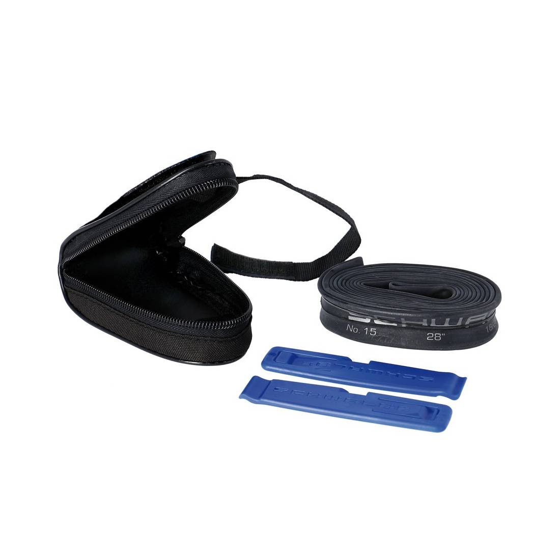 Schwalbe Satteltasche Rennrad SV 15 inkl.Ersatzschlauch SV15, 2x Reifenheber, schwarz/blau