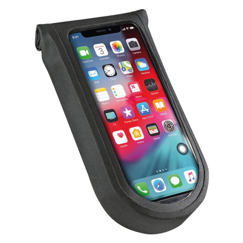 KLICKfix Phone Bag Tour S mit Adapter transparent/schwarz, mit Drehkupplung, schwarz