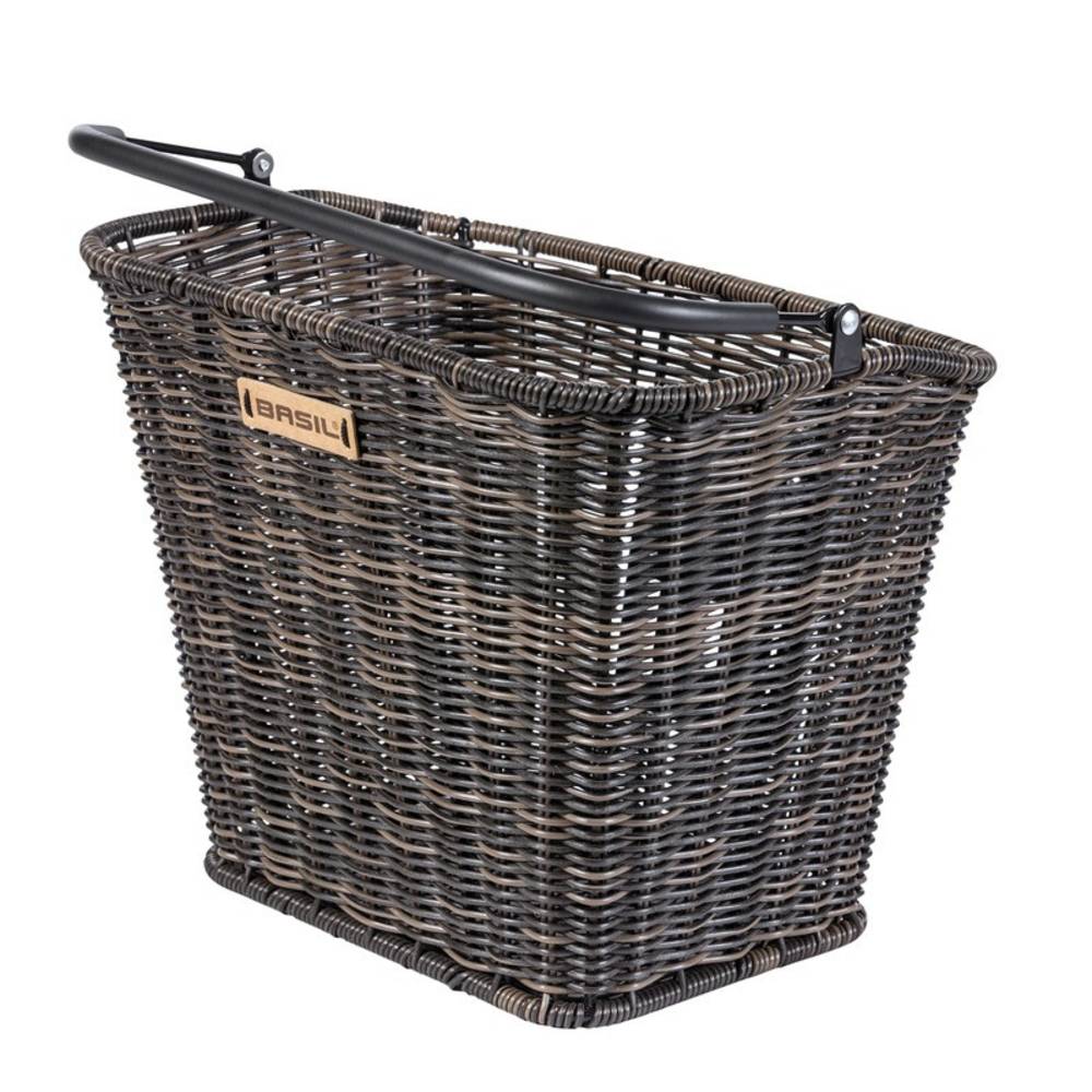 Basil Vorderrrad-Korb Bremen Rattan Look 27x35x29cm, braun, Rattan, ohne Halter, braun