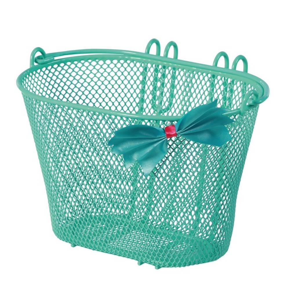 Basil Vorderrad-Kinderkorb Jasmin grün/Schleife, 20x28x19cm, engmaschig, grün