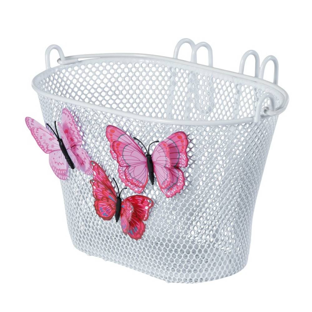 Basil Vorderrad-Kinderkorb Jasmin weiß/Schmetterling,20x28x19cm,engmaschig, weiß