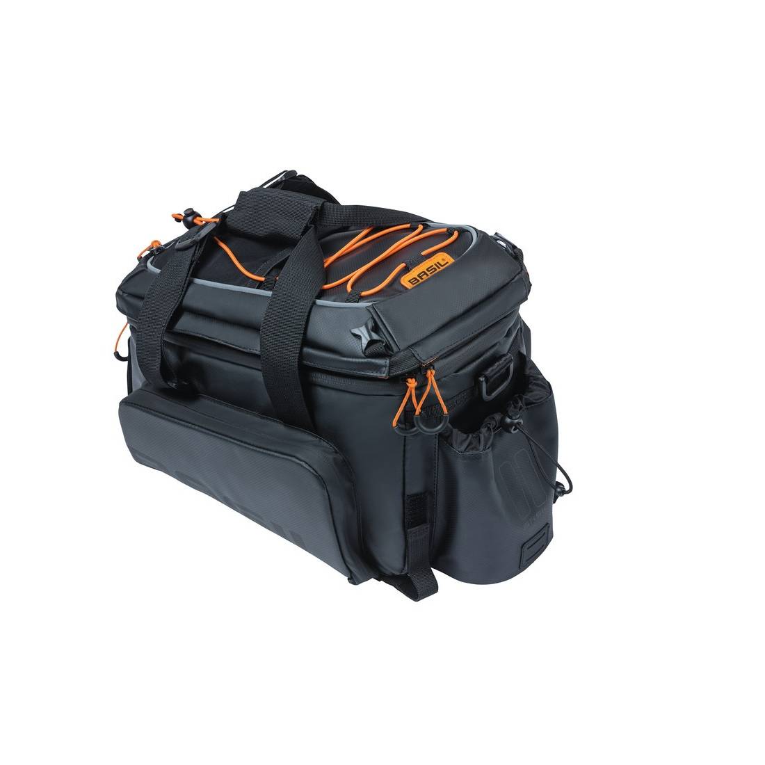 Basil Gepäckträgertasche "Miles XL Pro", Tarpaulin, 9-36 Liter, schwarz/orange