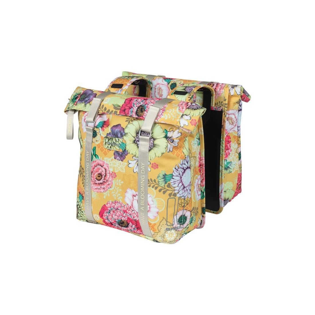 Basil Doppelpacktasche "Bloom Field", 28-35 Liter, 30 x 15 x 33 cm, honey yellow
