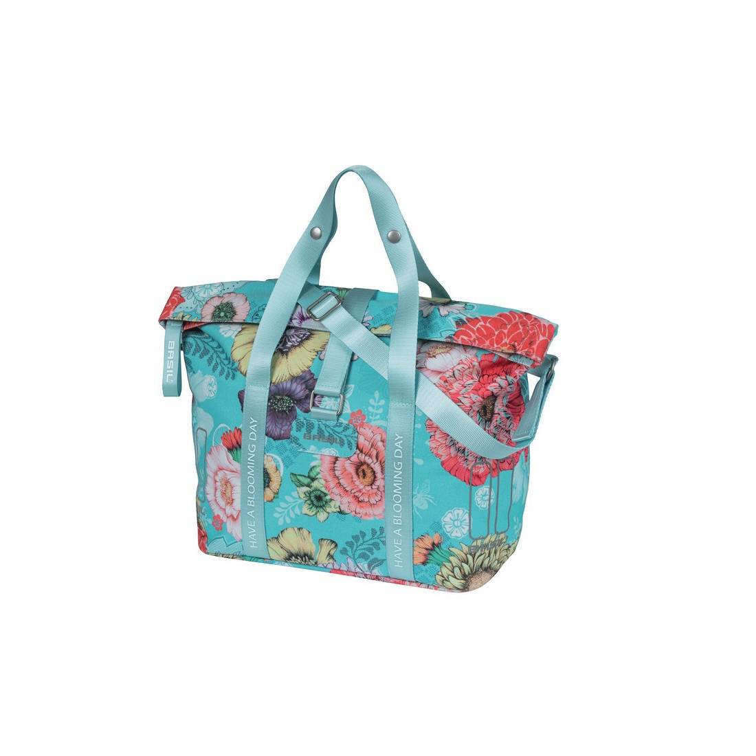 Basil Handtasche Bloom Field KF Haken sky blue, 8-11ltr, 29x15x26cm, blau