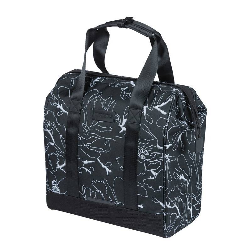 Basil Shoppertasche Grand Flower, Hook On-System, 34x19x35cm, schwarz