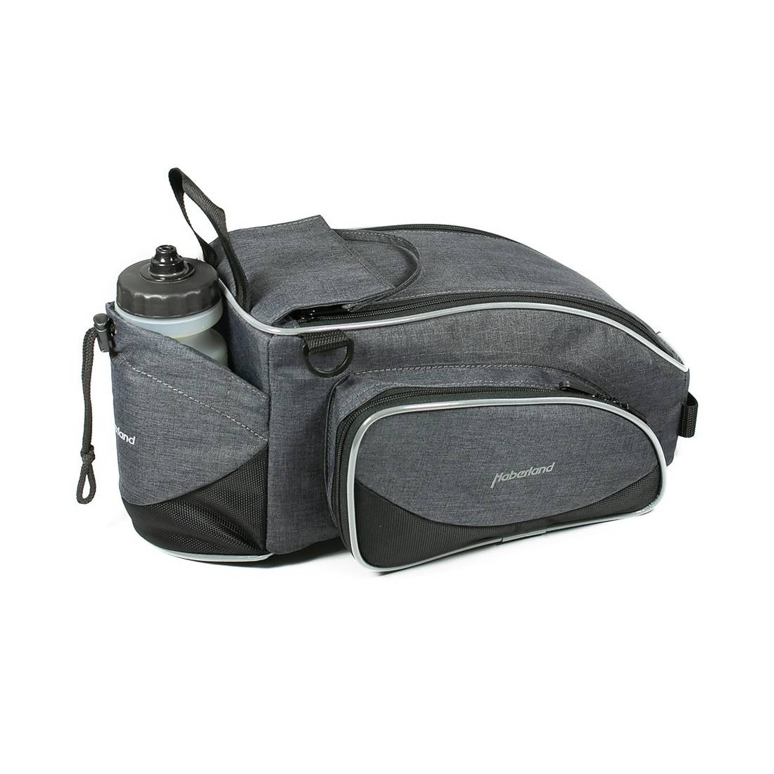 Haberland Gepäckträgertasche Flexibag XL, 39 x 17 x 23 cm, 12 Liter, UniKlip, grau/schwarz