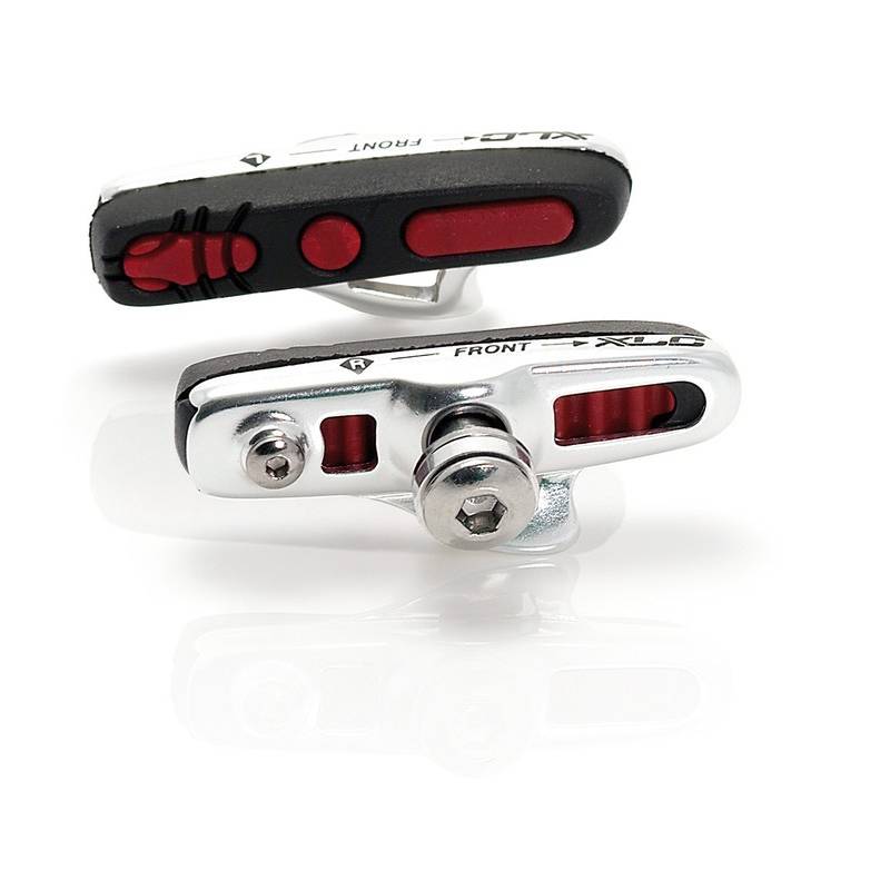 XLC BS-R04 Cartridge Road Bremsschuhe, 55mm, ABS, silber/schwarz/rot (2 Paar)