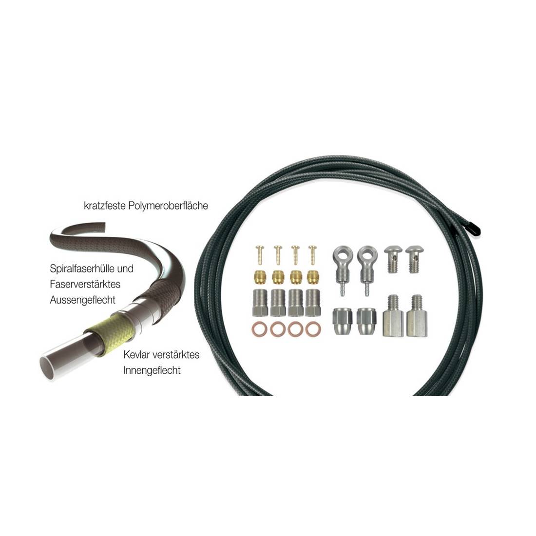 XLC Scheibenbremsleitung 2500mm Universalkit für1 Bremsenset, schwarz (1 Set)