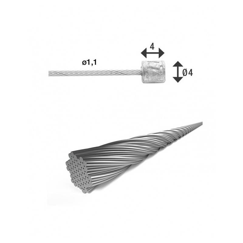 XLC Schaltinnenzug Ø 1,1/ 2250mm 1 Nippel Ø4x4mm, silber