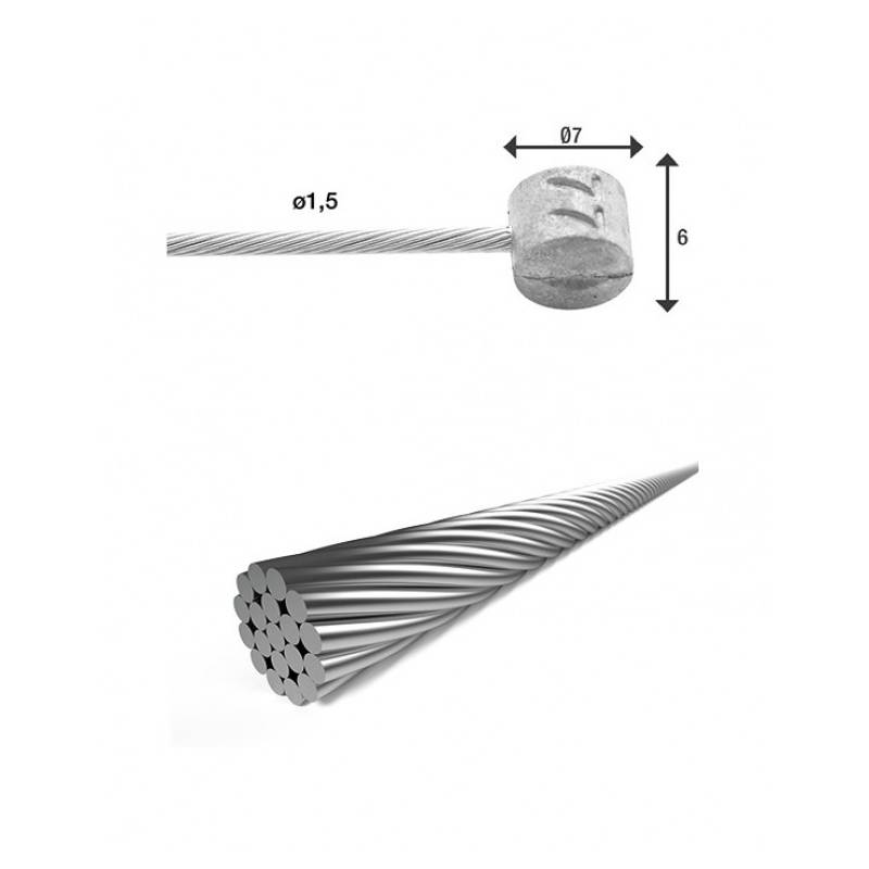 XLC Bremsinnenzug 2000mm, Ø 1,5mm, Quernippel Ø7x6mm, silber