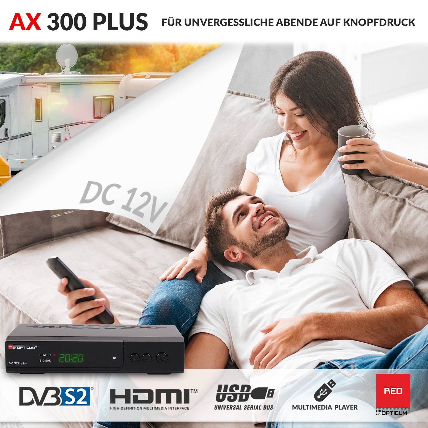 AX 300 Plus Sat Receiver I Digitaler Satelliten-Receiver HD - DVB-S2 - HDMI - SCART - USB 2.0