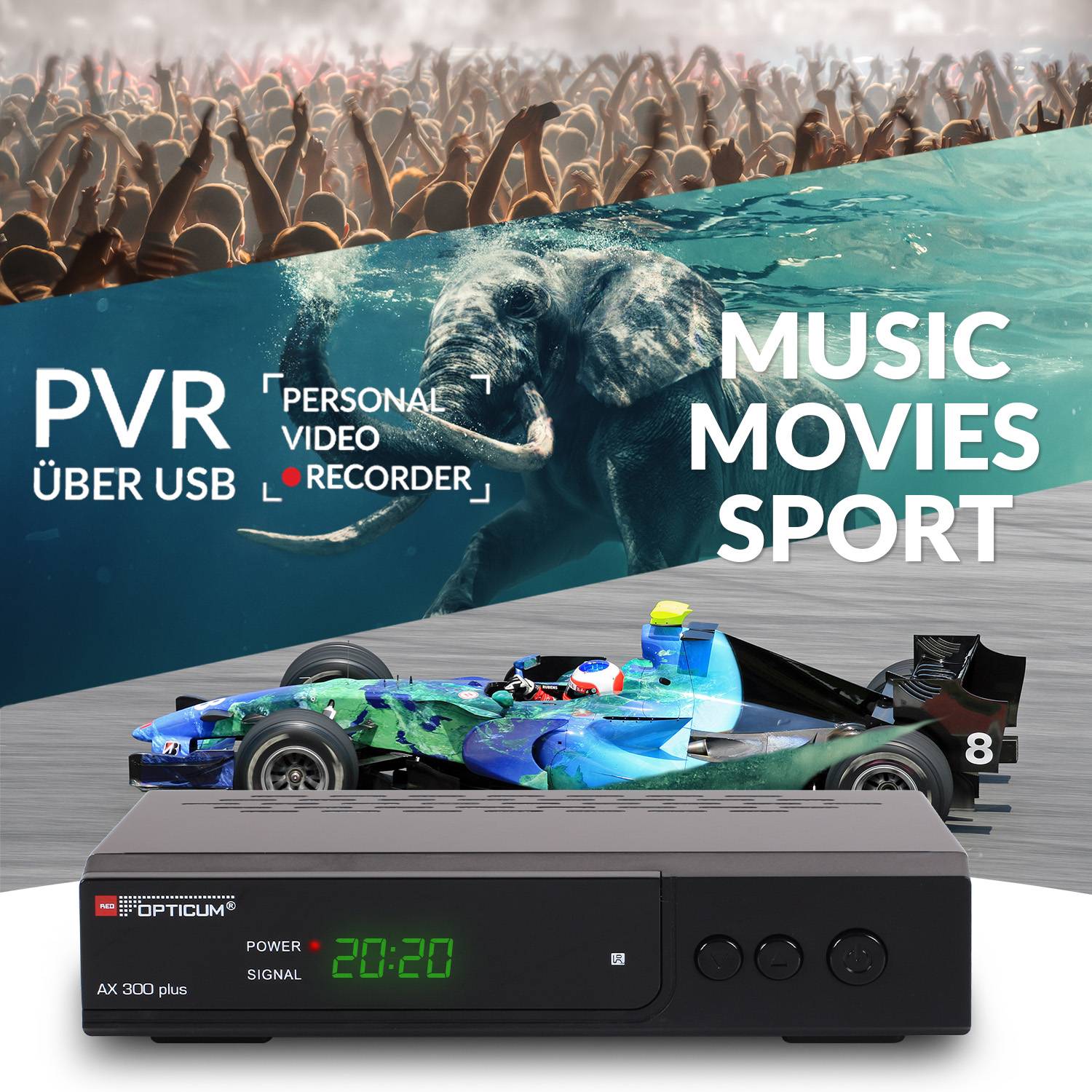 AX 300 Plus Sat Receiver mit PVR I Digitaler Satelliten-Receiver HD 1080p -HDMI-SCART - USB-schwarz