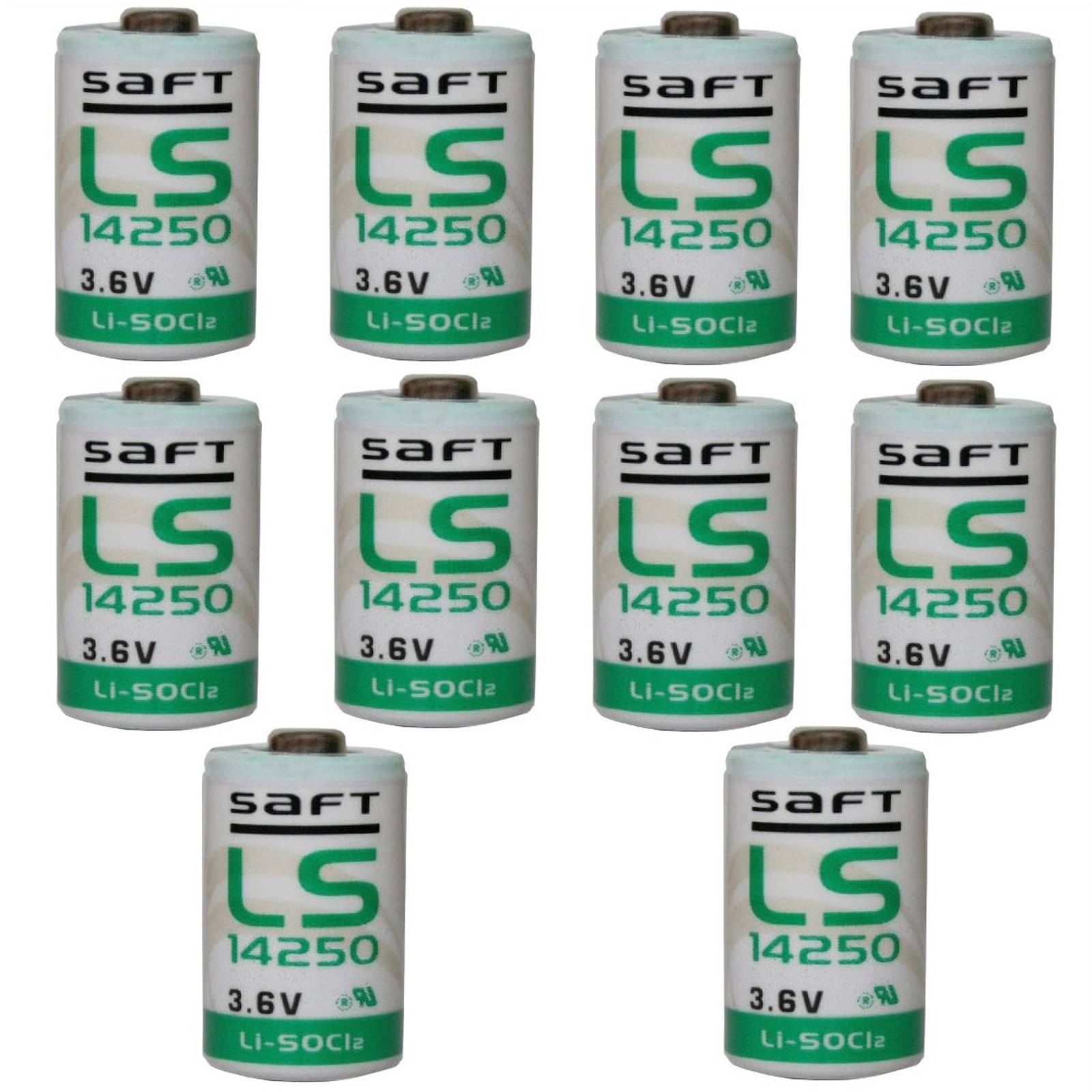 10x Lithium Batterie Saft LS14250 1/2AA 3,6Volt, 3,6V, Lithium-Thionylchlorid