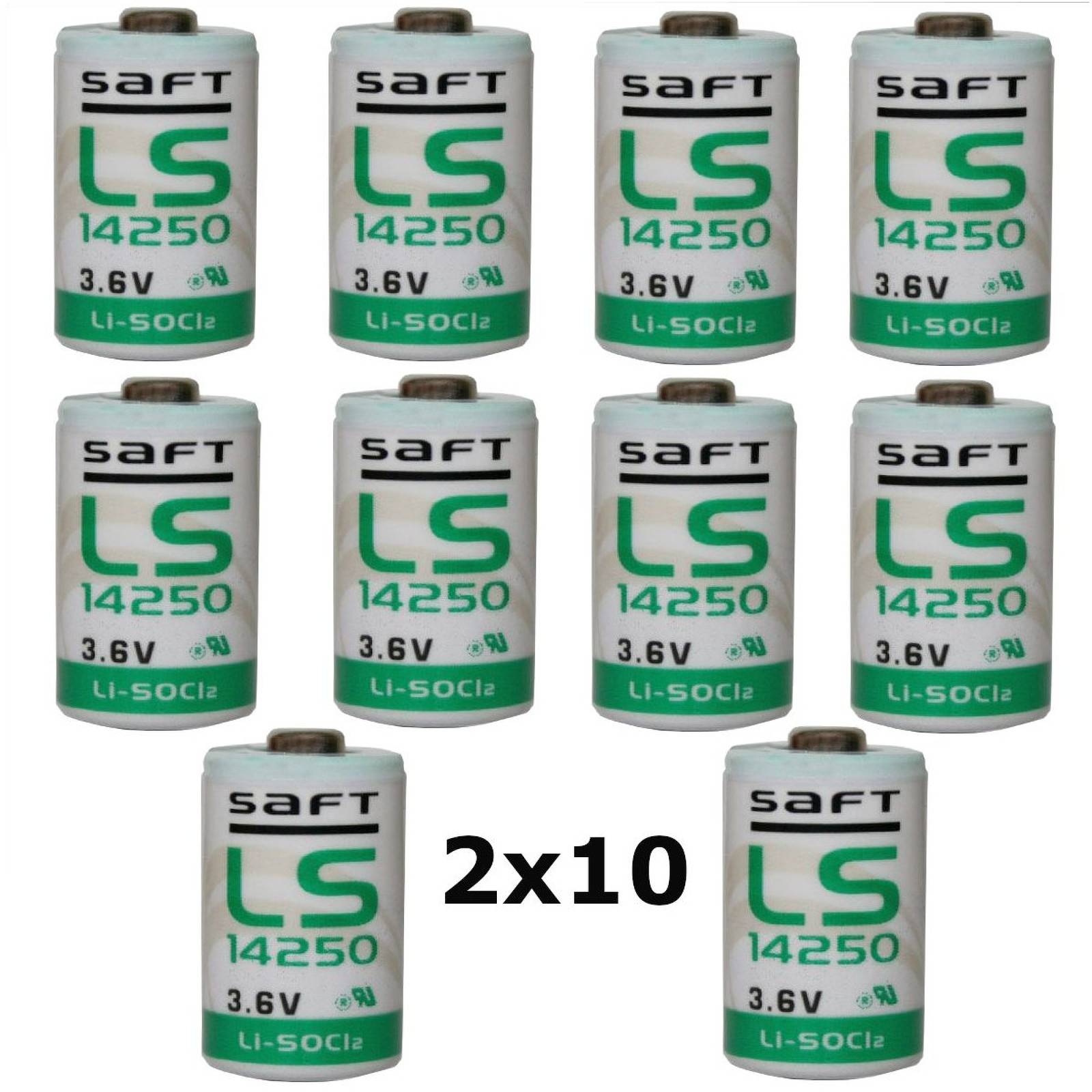 20x Lithium Batterie Saft LS14250 1/2AA 3,6Volt, 3,6V, Lithium-Thionylchlorid