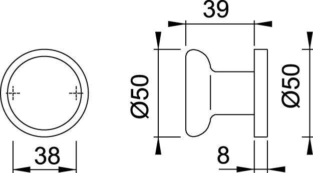 ZT-Knopf fest auf Rosette54/50, F2