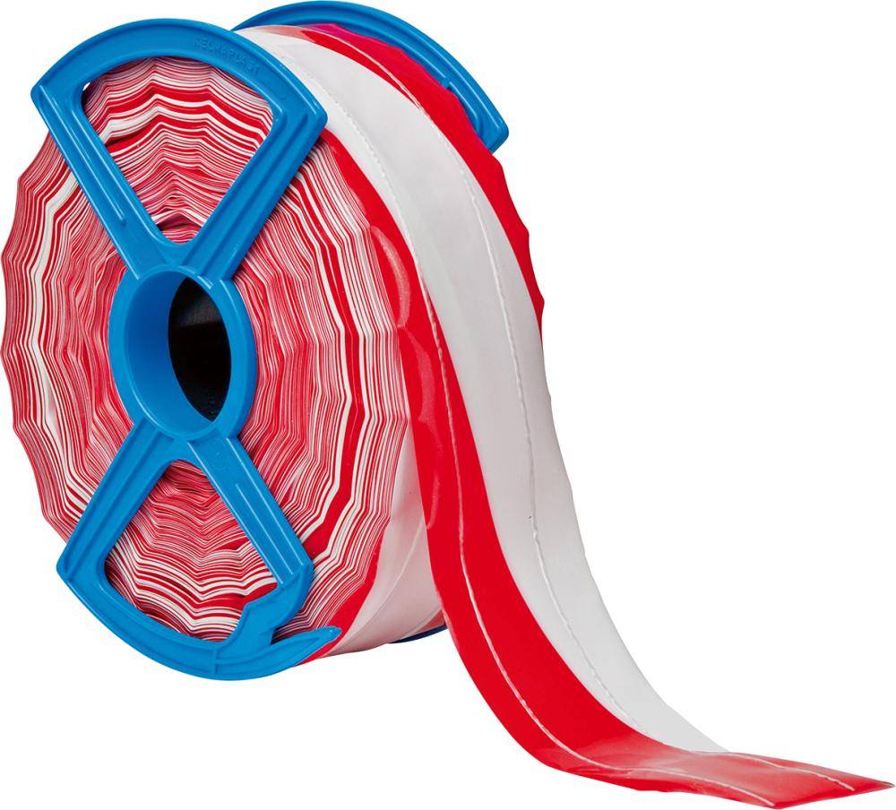 Absperrband 250 m-Rolle rot/weiß schraffiert