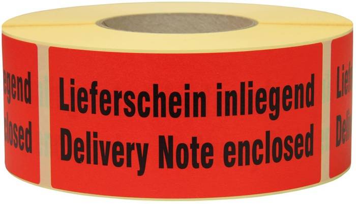 Hinweisetikett Lieferschein inliegend L.145 mm,B.70mm rot 1000St./Rolle TRANSPAK