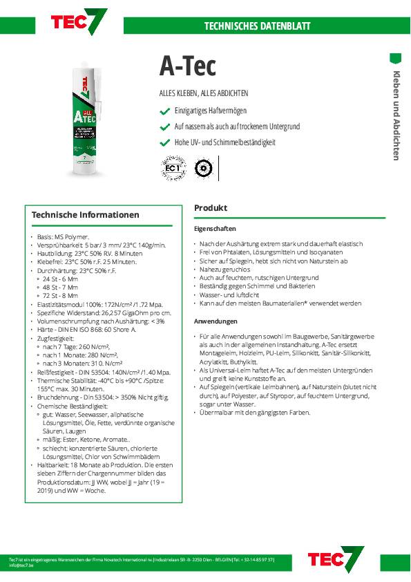 Kleb- u.Dichtstoff A-Tec schwarz 310ml TEC7