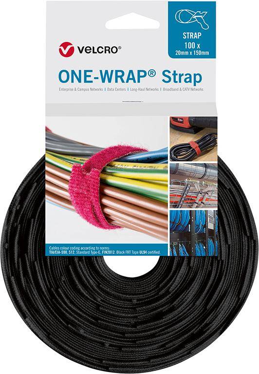 VELCRO Klettkabelbinder One Wrap Strap 20 x 330mm, schwarz, 100 Stück