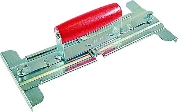 Metallischer Schieberiegel mit rotem Griff, auf weißem Hintergrund dargestellt.