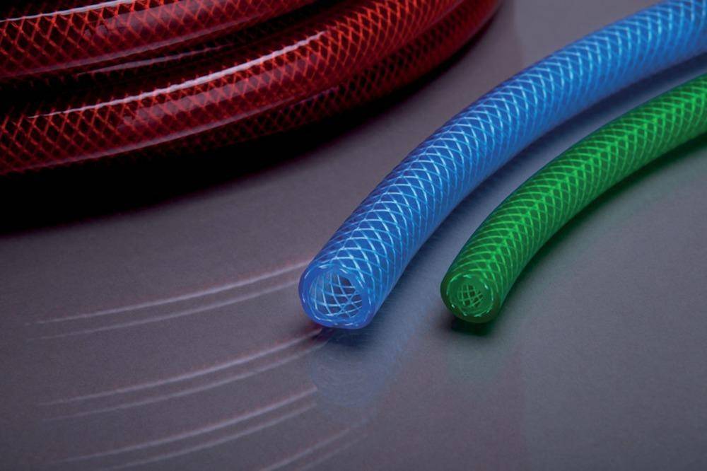 Gewebeschlauch PVC 81B mit Einlage 9x3mm 50m blau transparent APD
