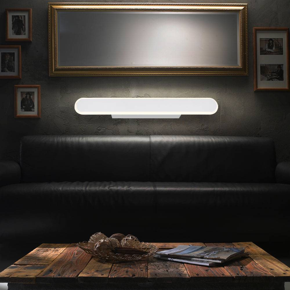 Wandleuchte Wandlampe Designleuchte Flur Aluminium weiß in Lederoptik, Metall Kunststoff, 1x LED 16 Watt 200Lumen neutralweiß, LxBxH 40x4,8x6 cm