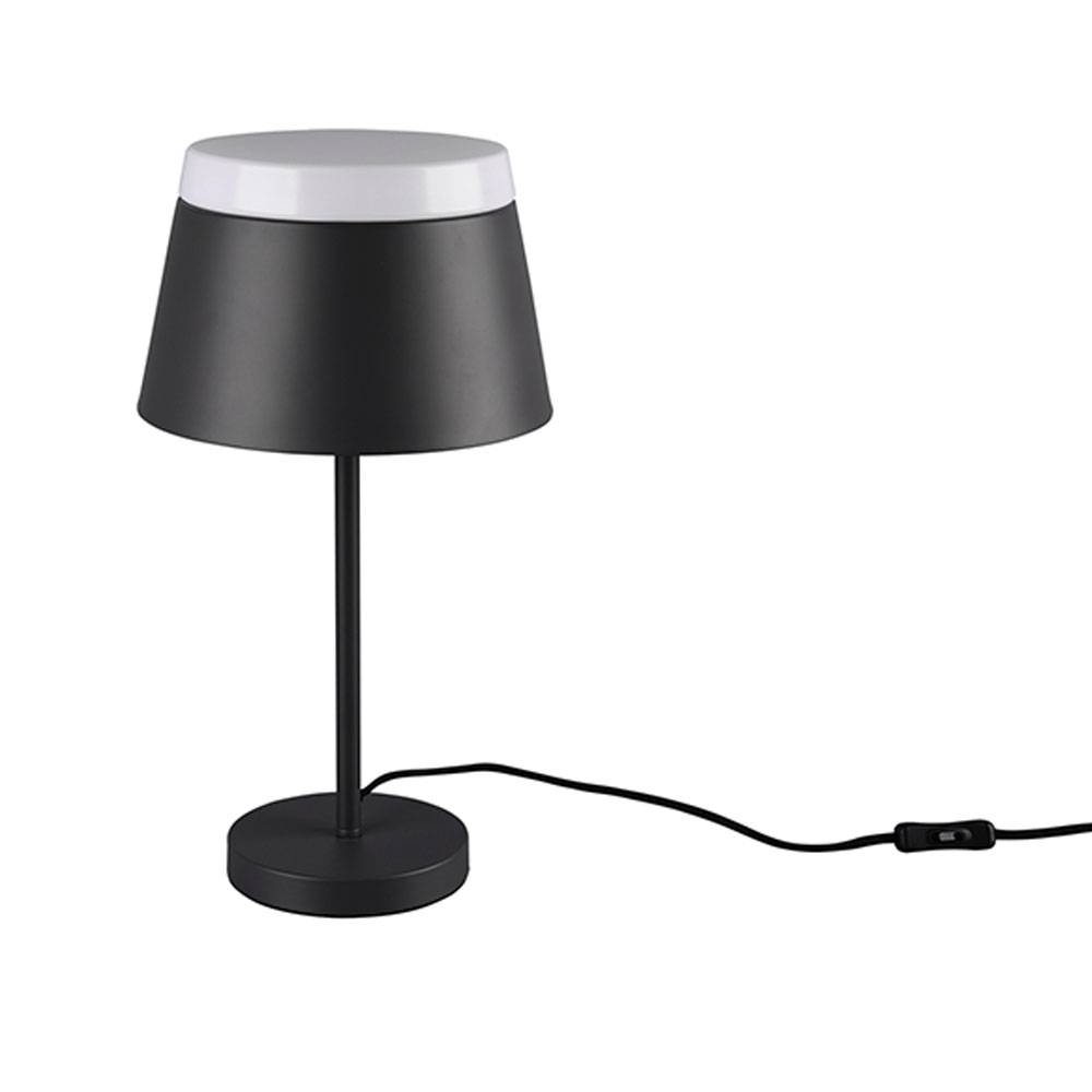 Nachttischlampe modern Tischleuchte Metall Tischlampe schwarz, Acryl Abdeckung, 2x E14, DxH 25x45 cm