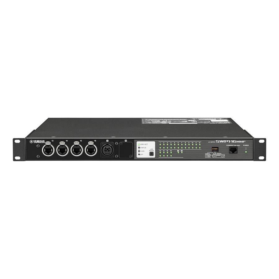 YAMAHA SWP1-16MMF - L2 Netzwerk-Switch (12 etherCON-Port | 4 RJ45-Port | 1 opticalCON-Port | 1 optioneler Steckplatz)