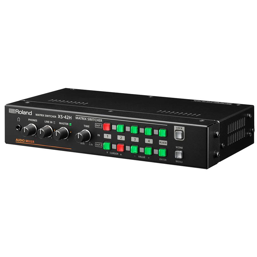 ROLAND XS-42H - Multi-Format HD Matrix Switcher (4x HDMI-In & 2x HDMI-Out | Audio-Mixer | RS-232 | LAN)