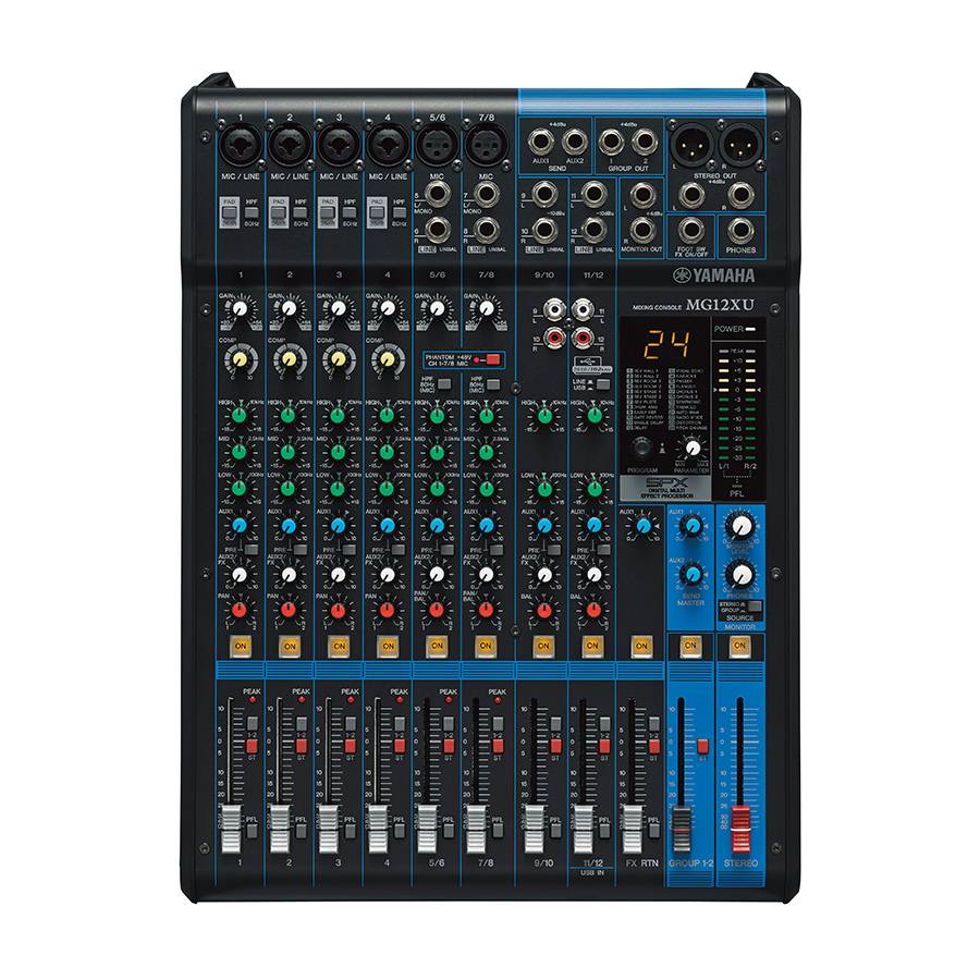 YAMAHA MG12XU - 12-Kanal Mischpult Konsole (6 Mic-In | 12 Line-In | 2 Group Busse | 1 Stereo Bus | 2 AUX | SPX |