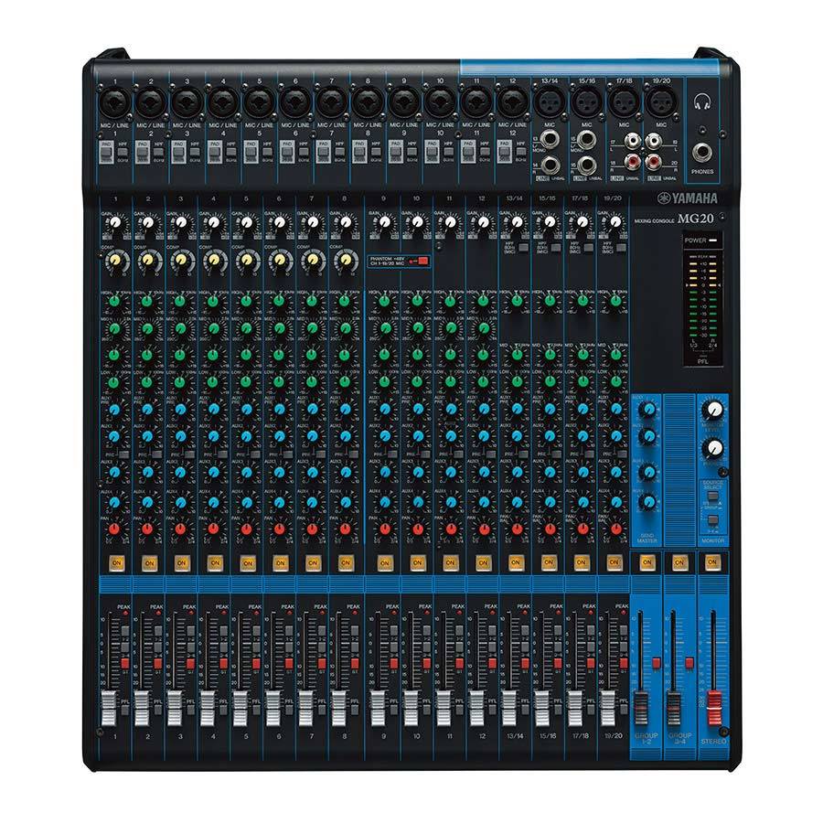 YAMAHA MG20 - 20-Kanal Mischpult Konsole (16 Mic-In | 20 Line-In | 4 Group Busse | 1 Stereo Bus | 4 AUX | Metallgehäuse