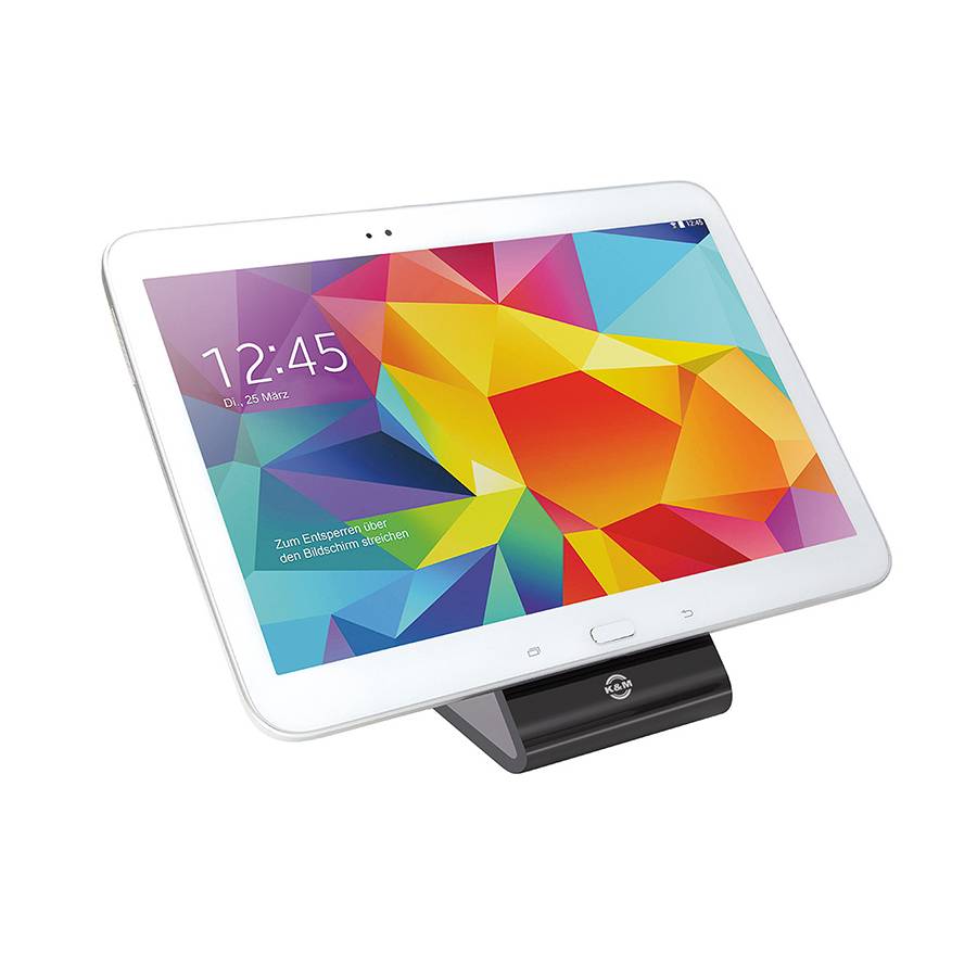 KOENIG & MEYER Universal Tablet-PC-Ständer aus Acrylglas (Maße 130 x 80 x 140 mm | Gehäuseschonende Haftpads) - in