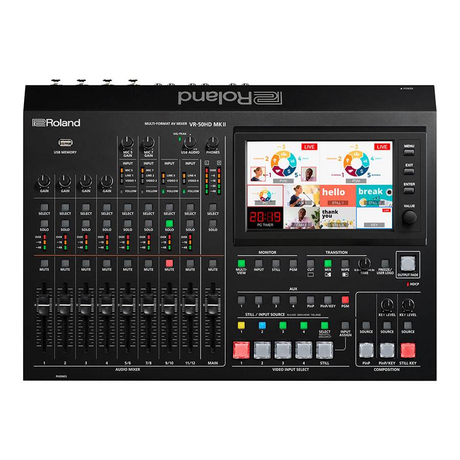ROLAND VR-50HD MK2 - 4-Kanal Multi-Format AV-Mixer (7" Touchscreen | SDI & HDMI | USB-Streaming | Embedded Audio |