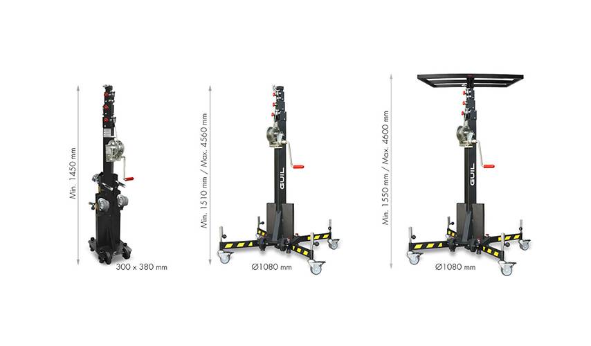 GUIL ELC-730/R - Kompakter Teleskop-Lift mit Rädern und Ø 35 mm Spigot (Höhe max. 4,58m | Belastbarkeit max. 125kg |