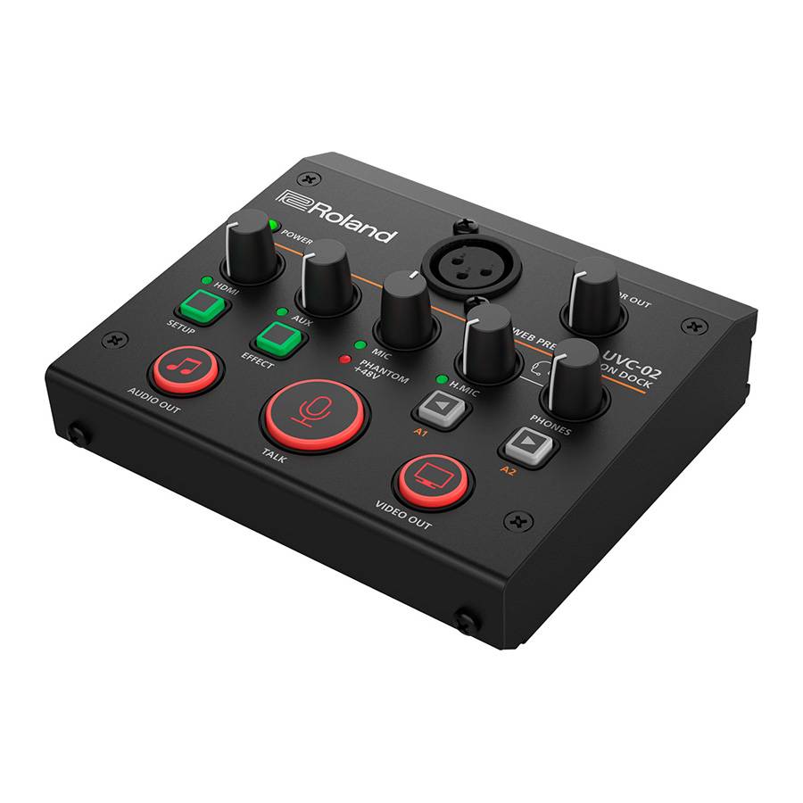 ROLAND UVC-02 - Web-Präsentations-Dock (1.080/60p | Embedded Audio | USB3.0-Streaming | XLR-Mikrofoneingang | AUX-In)