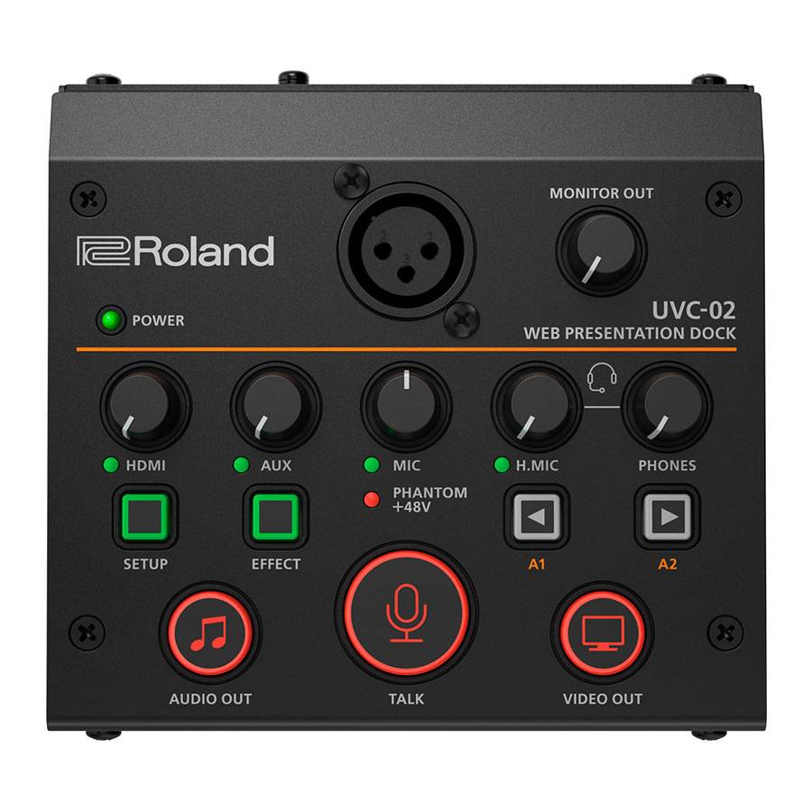 ROLAND UVC-02 - Web-Präsentations-Dock (1.080/60p | Embedded Audio | USB3.0-Streaming | XLR-Mikrofoneingang | AUX-In)
