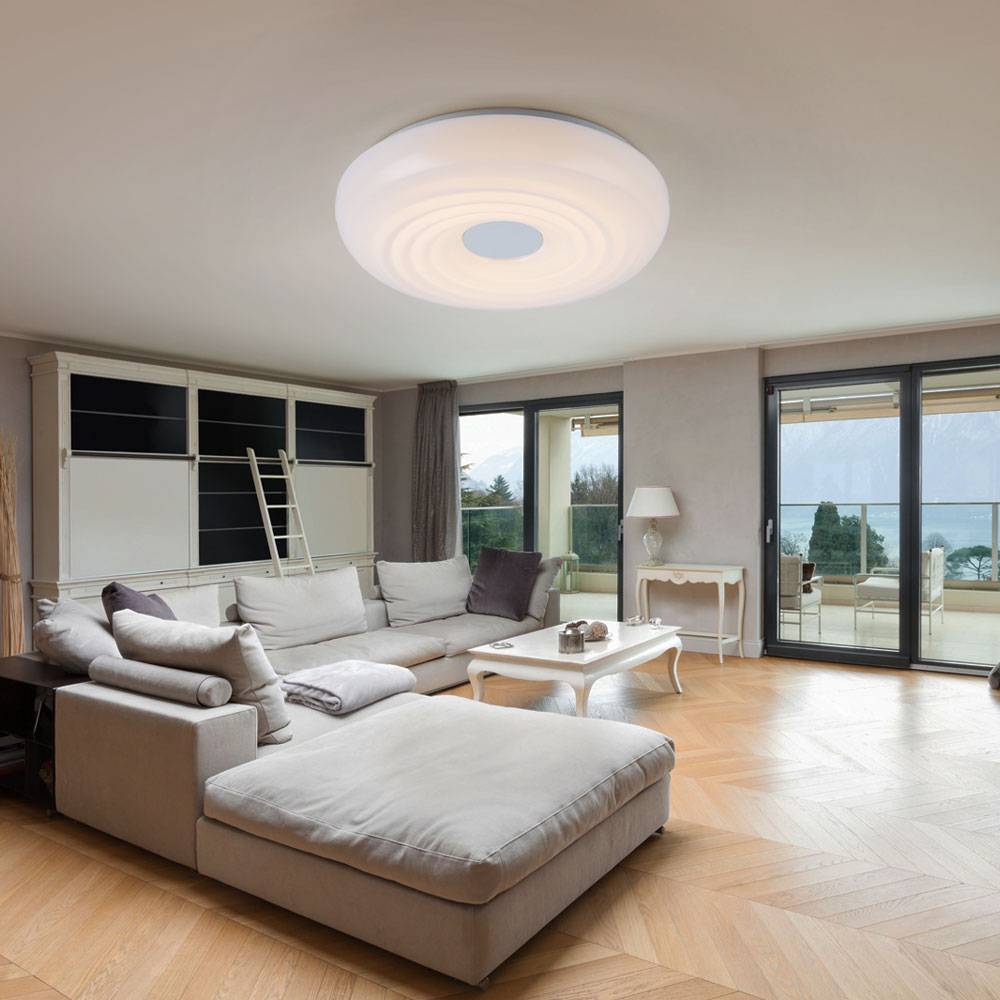 Deckenleuchte Deckenlampe LED rund weiß Esszimmerleuchte in weiß, Metall Acryl, 1x LED 15W 1040lm 3000K warmweiß, DxH 35x8,5 cm