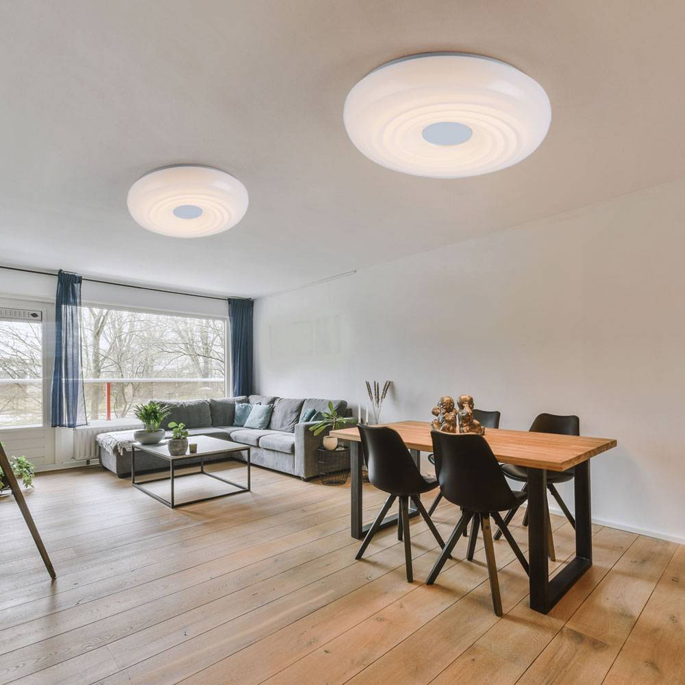 Deckenleuchte Deckenlampe LED rund weiß Esszimmerleuchte in weiß, Metall Acryl, 1x LED 15W 1040lm 3000K warmweiß, DxH 35x8,5 cm