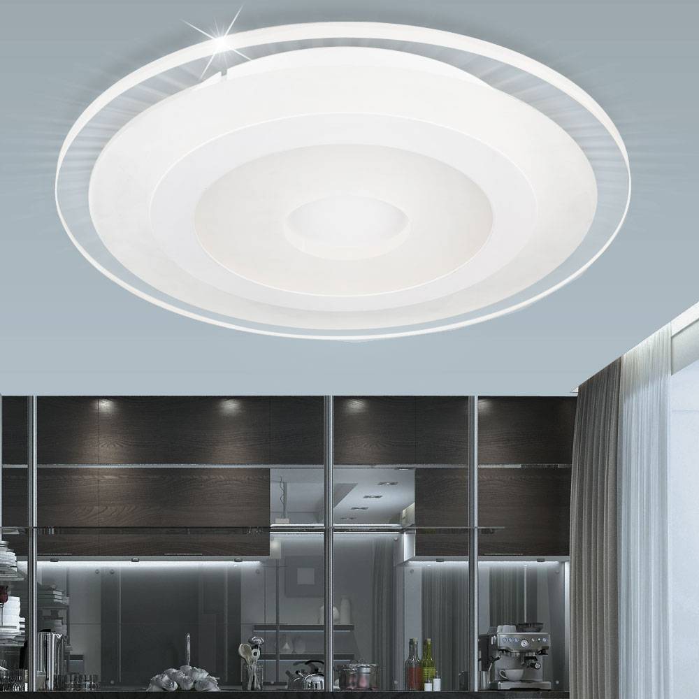 Deckenleuchte Lampe Schlafzimmerleuchte Wohnzimmerlampe, CCT Schaltung Farbwechsler, Metall weiß klar, 1x LED 36W 2190Lm 3000-6000K, DxH 40x4,5cm